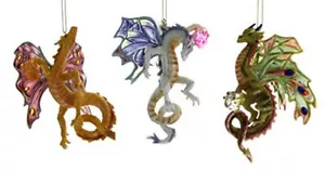 Dragons of the Crystal Cave Ornaments #17 (Set of 3) Solstice Night Seeker Blaze - Picture 1 of 1