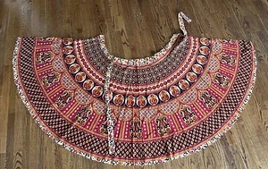 Gonna vintage donna India avvolgente hippie boho cotone stampa rosso nero paisley floreale 41" - Foto 1 di 10
