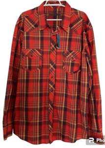 CINCH Modern Fit Herren Gr. XXL Pearl Snap orange kariert Western Passe Rodeo Hemd - Bild 1 von 8