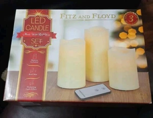 Fitz and Floyd LED Christmas Candle Set With Remote Flickering Light - Picture 1 of 5
