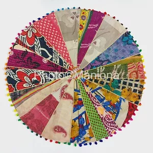 Indische Bommel Roundies/Yogamatte/Wandbehang/Türmatte/Kantha Roundie Deko - Bild 1 von 5