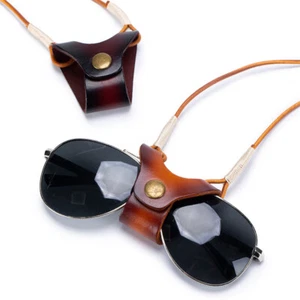 Vintage Leder Brillenkette Aufbewahrung Sonnenbrille Zubehör Anhänger Riemen - Bild 1 von 21