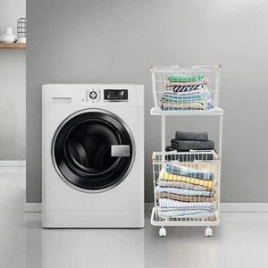 Wäschekorb 2-stufig mit 4 Universalrollen maximale Belastung 40 kg Wäschekorb NEU - Bild 1 von 19