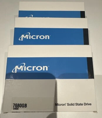 1x MICRON 5400 PRO 7.68TB SATA 6Gb/s 2.5" 7680GB SSD MTFDDAK7T6TGA New Sealed - Image 1 of 3