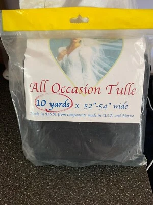 Todas las Ocasiones Boda Tul Negro 10 Yardas 52" x 54 Ancho Nuevo Precintado Envío Gratis Foto 1 de 3