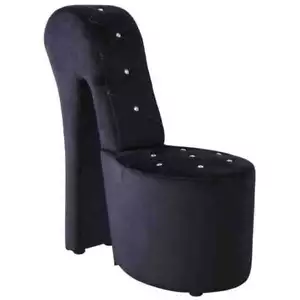 Pemberly Row Modern 19" Velvet High Heel Shoe Chair in Black - Picture 1 of 1