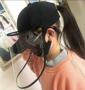 KIDS 2-8 YR ADJUSTABLE BLACK BASEBALL CAP REMOVABLE SOFT FACE SHIELD PROTECTION - Picture 1 of 5