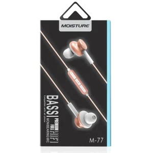 Moisture Bass Earphones with Monibearing Mic In Rose Gold  - Picture 1 of 3