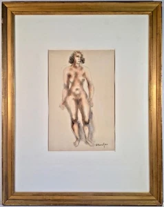 Listed Artist Chaim Gross (1904-1991) Signed Mixed Media Painting w/ Provenance - Picture 1 of 9