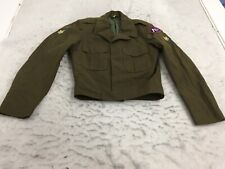 VTG Army Wool Jacket O.D. M-1950 36L Olive Drab Patches USA Made 1956