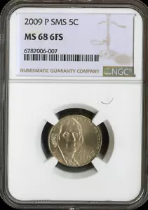 2009 P Jefferson Nickel 5C NGC MS68 FS SMS 5C qualità - Foto 1 di 2