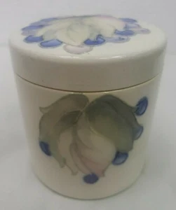 Moorcroft Green Leaf & Berries Salt Glaze Lidded 3.75” Jar c1928-1949 Vintage - Picture 1 of 12