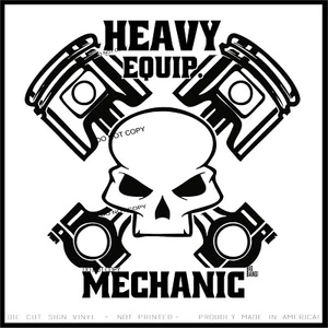 Skull Piston Diesel Vinyl Sticker Decal Heavy Equipment Diesel Mechanic JOB Joke - Bild 1 von 1