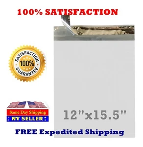 200 12 x 15,5 Weiß Poly Mailer Selbstversiegelnde Versandumschläge Taschen 12 Zoll x 15,5 Zoll #5 - Bild 1 von 4
