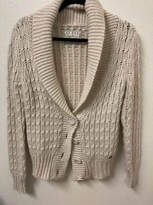 Suéter Guess estilo años 90 vintage para mujer S cárdigan suéter chal cuello abotonado Foto 1 de 4