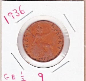 Medio centavo de Gran Bretaña 1936 ~ lo calificas. stk 9 - Imagen 1 de 2