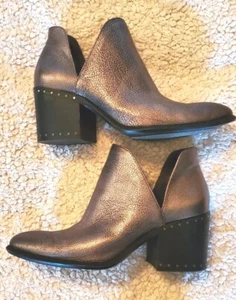 Leather Boots Booties Vince Camuto Petran Metallic Pewter Gray - 8.5M - Picture 1 of 9