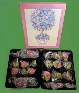 Vintage Valerie Parr Hill Sugar Beaded Frosted Fruit Ornaments Boxed Set Of 24 - Picture 1 of 12