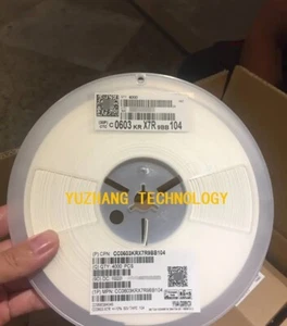 Original YAGEO MLCC Capacitor CC0603KRX7R9BB104 0.1 µF ±10% 50V X7R 0603 4000PCS - Picture 1 of 3