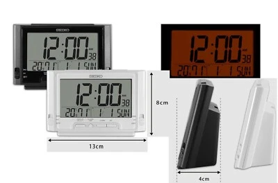 SEIKO LCD Beep alarm clock Calendar Thermometer Hygrometer Snooze Light QHL095 - Image 1 of 4