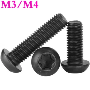 Viti macchina di sicurezza torx testa pulsante acciaio M3 M4 grado 10,9 bullone ossido nero - Foto 1 di 12