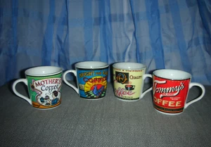 4 Espressotassen/ Mokkatassen, Rot, Gelb, Grün, Blau, Design nostalgisch - Bild 1 von 7