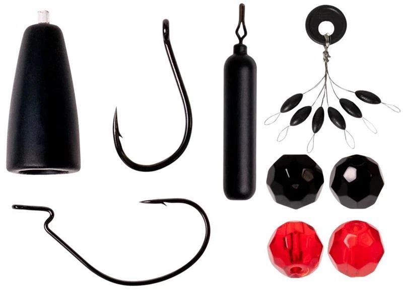 ZECK Tackle Texas Carolina Rig Dropshot Weight+Wide Gap Hook Glass Beads Stopper