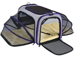 Pet Travel Bag Saft Airline Approved Soft-Sided Dog Carrier 3 Doors 2 "Purple" - Picture 1 of 16