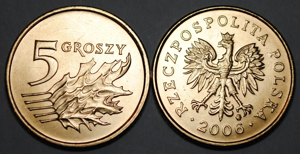 2006 Poland 5 Groszy Brass Coin BU Very Nice KM# 278 - Image 1 of 1