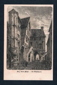 1865 - Mont Saint-Michel Tour De Garde France Gravure Sur Bois - Bild 1 von 1