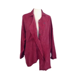 VTG Etidorpha 80/90s Jacket Relaxed Red Asymmetrical Bohemian Silky Rayon XL - Picture 1 of 10