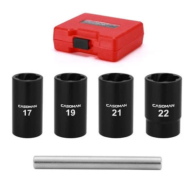 5 Pieces 1/2"Dr. Twist Socket Set, Lug Nut Remover Tool Metric Bolt and Lug N... - Image 1 of 4