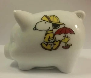 A Charming Raincoat Snoopy 3 3/4" Long Porcelain Piggy Bank - Picture 1 of 4