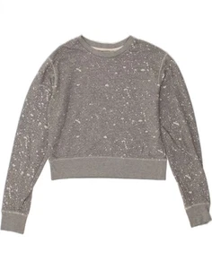 ALL SAINTS Womens Acid Wash Crop Sweatshirt Jumper UK 14 Medium Grey AE02 - Picture 1 of 4