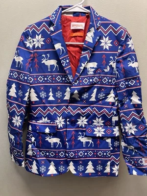 Opposuits 夹克 圣诞节/假日 青少年 男孩 大号 12-14 蓝色 驯鹿树 — 第 1/4 张图片