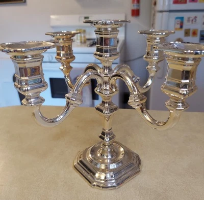 Candelabro vintage BMF banhado a prata 5 braços 9” feito na Alemanha Ocidental - Imagem 1 de 4