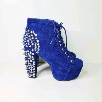 Женские сапоги Jeffrey Campbell 8 Lita Spike кобальтовый синий цвет на шнуровке Y2K на платформе для чтения - Изображение 1 из 4