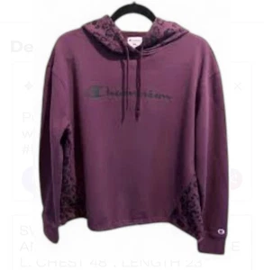 CHAMPION HOODIE SWEATSHIRT LEOPARD PRINT ACCENTS, SIZE L, CHEST 48", LENGTH 23" - Picture 1 of 5