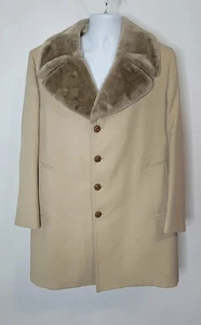 Vintage London Fog Herren Beige Mantel Gr. 42 Reg Braun Kunstfellfutter Kragen - Bild 1 von 12