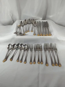 26er Set - Yamazaki Japan CARA Gold Akzent Edelstahl Silberbesteck Besteck - Bild 1 von 8