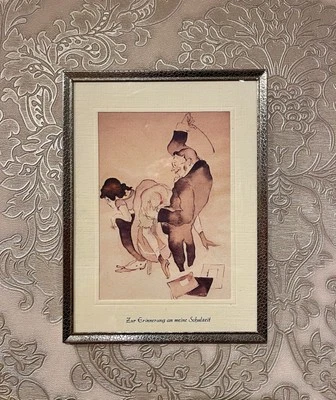 Erotic Artpint - E. Godal "Erinnerung an die Schulzeit“ Schoolgirls love slaps - Bild 1 von 4