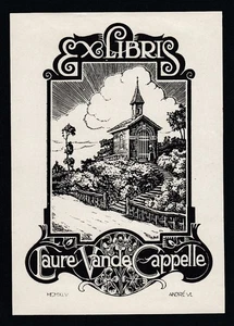 Exlibris de 1945 - ADREVL - Diseño Francés Clásico - Post Segunda Guerra Mundial - Bild 1 von 1