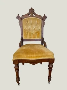 Victorian Walnut Gold Mohair Empire Chair 19th century - Picture 1 of 14