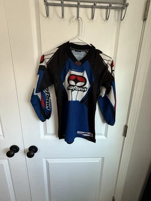 No Fear Elektron F4 Jersey Youth M Blue Motocross MX Racing Vtg Shirt BMX Y2K - Image 1 of 4