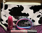 5 Pcs Cow Print Cosmetic Bag, Lipstick, BFF Bracelets & Lip Gloss Gift Set Tween