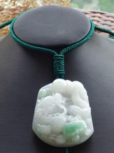 Certified Green 100% Natural A Jade jadeite Pendant Dragon Ruyi 生意兴隆 450011 KS - Picture 1 of 12