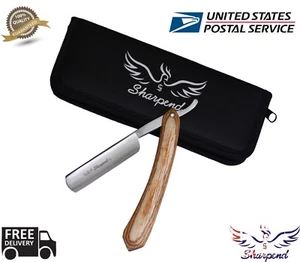 Straight Edge Razor Steel Folding Shaving brown Handle Knife Barber Beard NEW - Picture 1 of 6