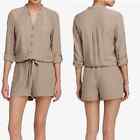NWT The Fisher Project by Eileen Fisher Taupe Silk Georgette Crepe Romper
