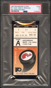 ERIC LINDROS NHL PRO DEBUT TICKET STUB 9/19/1992 HOF FLYERS vs QUEBEC PSA 1.5 - Picture 1 of 11