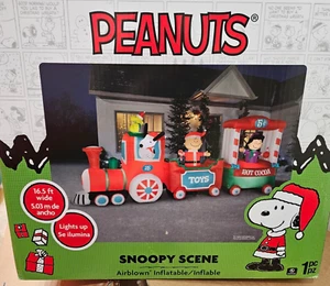 Gemmy 16.5ft Long Peanuts Train Scene Christmas Inflatable - Picture 1 of 6